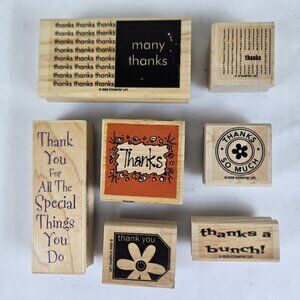 Stampin' Up & Other Brands Set of 7 Thank You Themed Rubber Stamps